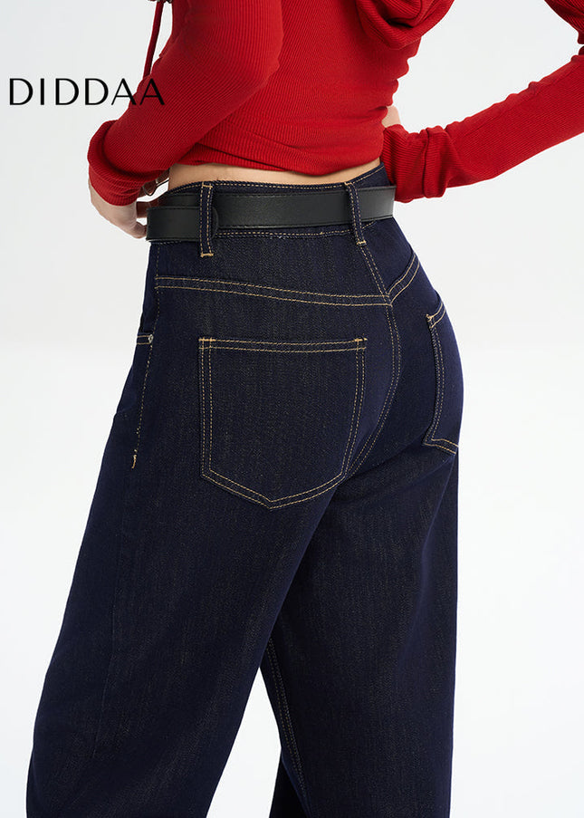 Dark Blue Non-Fading Wide-Leg Jeans for Women - Women’s Jeans