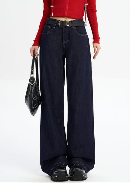 Dark Blue Non-Fading Wide-Leg Jeans for Women - Women’s Jeans