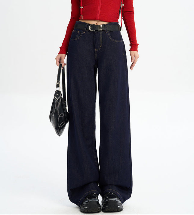 Dark Blue Non-Fading Wide-Leg Jeans for Women - Women’s Jeans