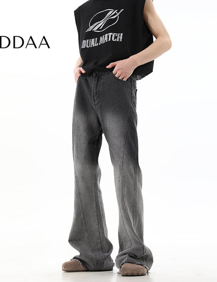 Dark Blue Retro Distressed Micro Flared Jeans - XS / Grey - Men’s Jeans