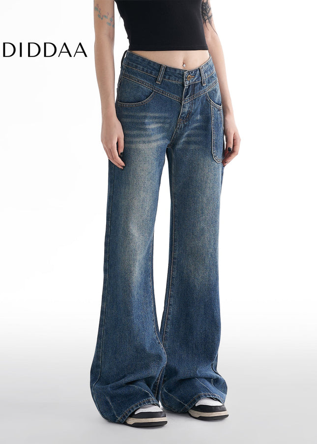 Dark Blue Retro Micro Flared Jeans for Women - Women’s Jeans