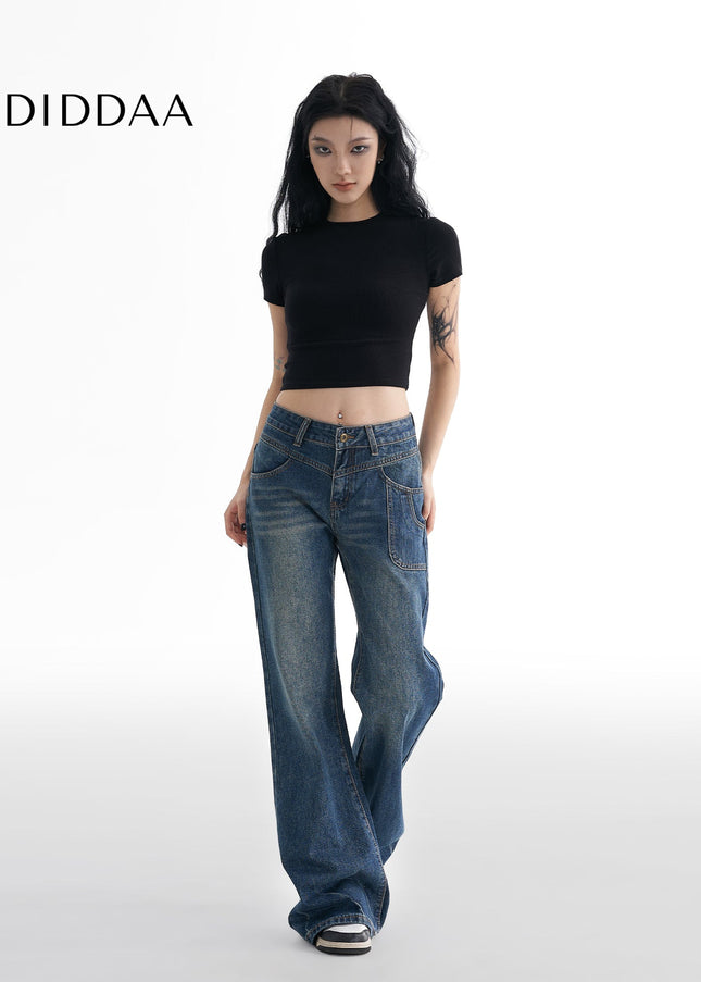 Dark Blue Retro Micro Flared Jeans for Women - Women’s Jeans