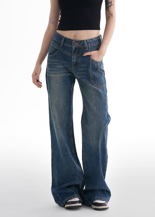 Dark Blue Retro Micro Flared Jeans for Women - Women’s Jeans