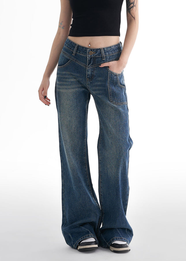 Dark Blue Retro Micro Flared Jeans for Women - Women’s Jeans