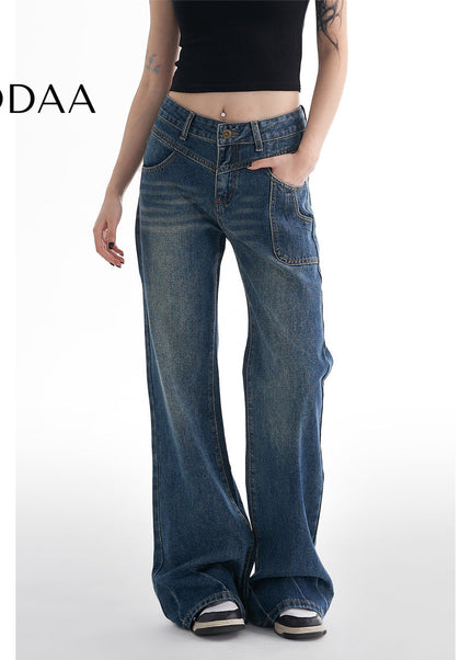 Dark Blue Retro Micro Flared Jeans for Women - Women’s Jeans