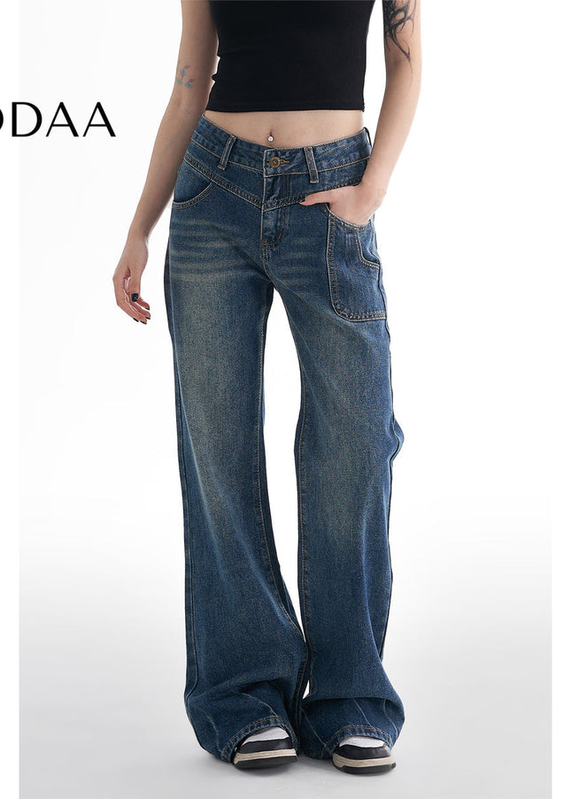 Dark Blue Retro Micro Flared Jeans for Women - Women’s Jeans