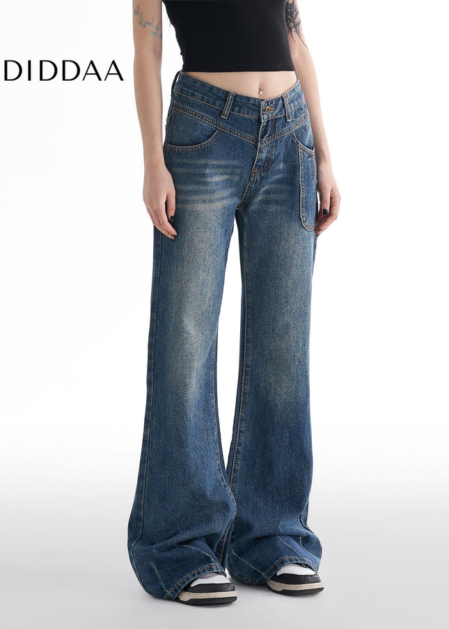Dark Blue Retro Micro Flared Jeans for Women - Women’s Jeans