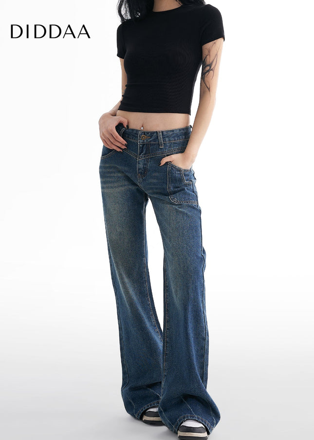 Dark Blue Retro Micro Flared Jeans for Women - XS / Dark Blue - Women’s Jeans