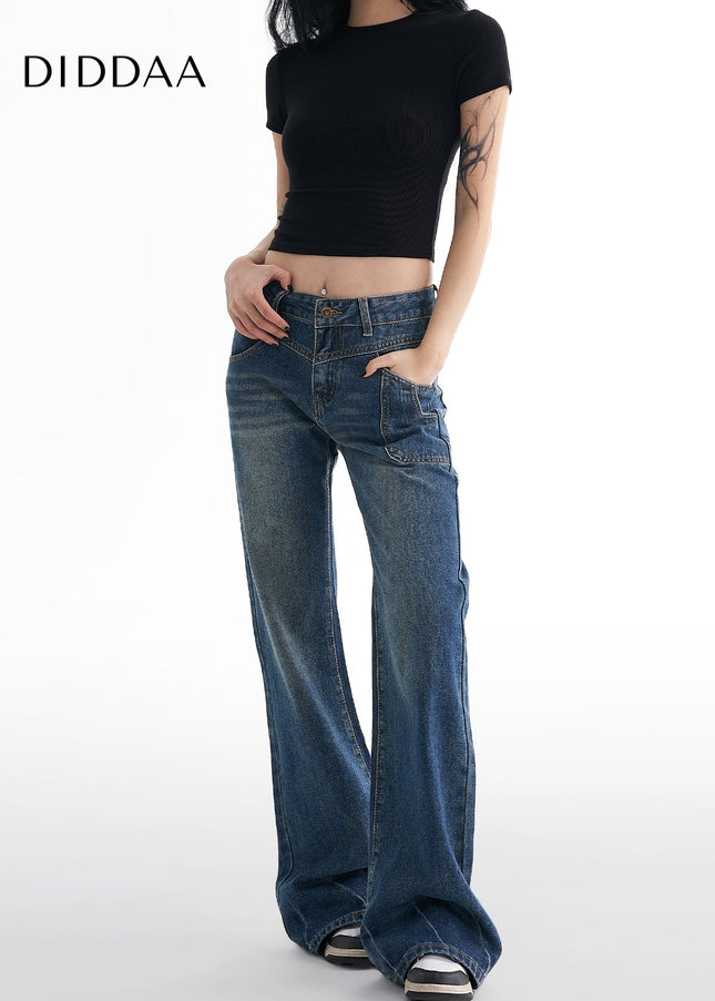 Dark Blue Retro Micro Flared Jeans for Women - XS / Dark Blue - Women’s Jeans