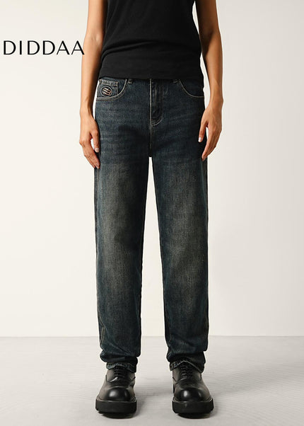 Dark Blue Retro Tapered Stretch Jeans for Men - Men’s Jeans