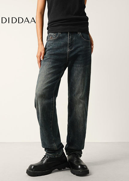 Dark Blue Retro Tapered Stretch Jeans for Men - Men’s Jeans