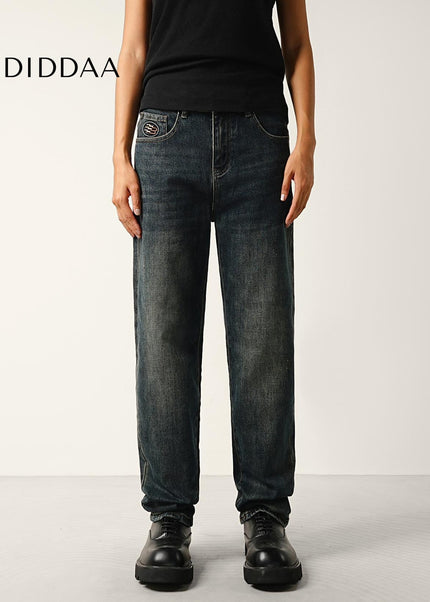 Dark Blue Retro Tapered Stretch Jeans for Men - Men’s Jeans