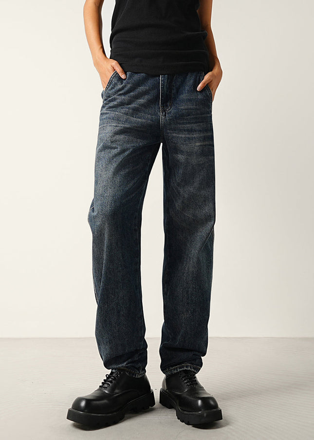 Dark Blue Retro Wash Loose Tapered Men’s Jeans - 28 / Dark Blue - Men’s Jeans