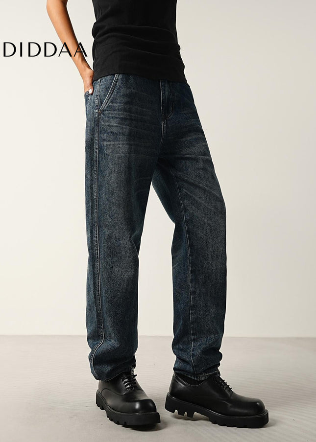 Dark Blue Retro Wash Loose Tapered Men’s Jeans - Men’s Jeans