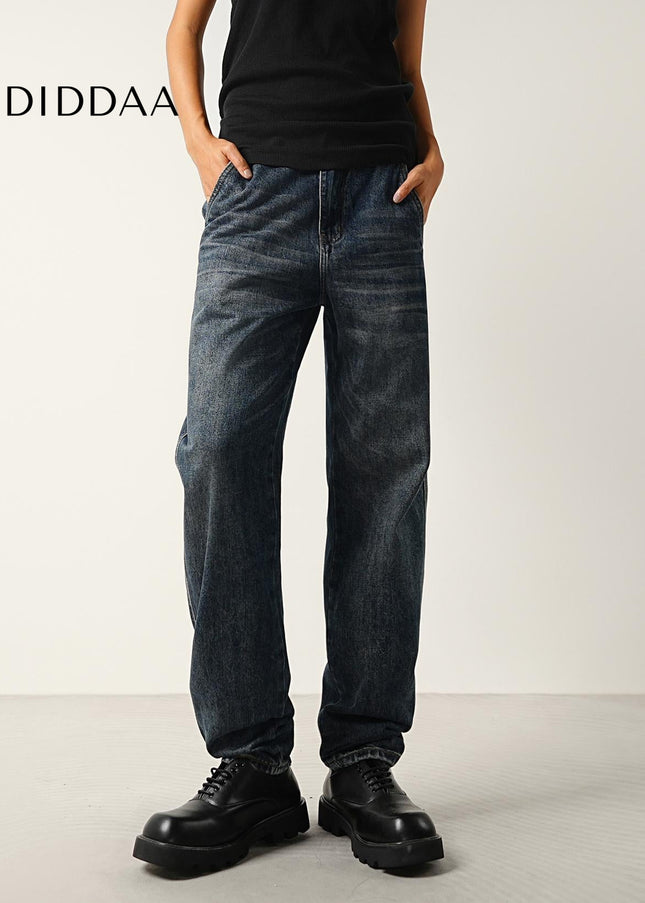 Dark Blue Retro Wash Loose Tapered Men’s Jeans - Men’s Jeans