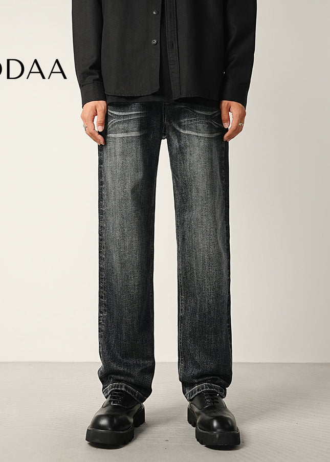 Dark Blue Rugged Whiskering Stretch Jeans - 28 / Dark Blue - Men’s Jeans