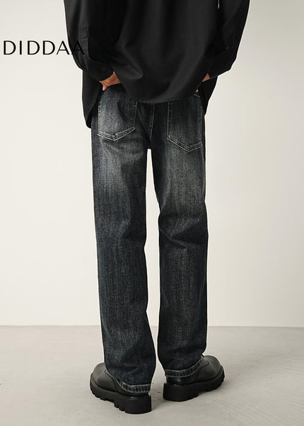 Dark Blue Rugged Whiskering Stretch Jeans - Men’s Jeans