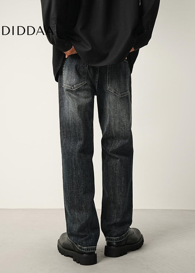 Dark Blue Rugged Whiskering Stretch Jeans - Men’s Jeans