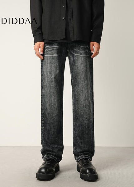 Dark Blue Rugged Whiskering Stretch Jeans - Men’s Jeans