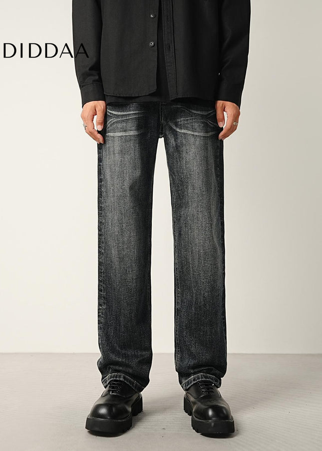 Dark Blue Rugged Whiskering Stretch Jeans - Men’s Jeans