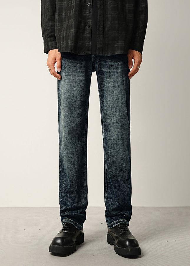 Dark Blue Stretch Loose Straight Leg Jeans - 28 / Dark Blue - Men’s Jeans