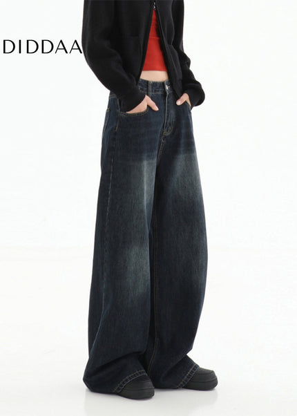 Dark Blue Vintage High Waist Wide Leg Jeans - S / Dark Blue - Women’s Jeans