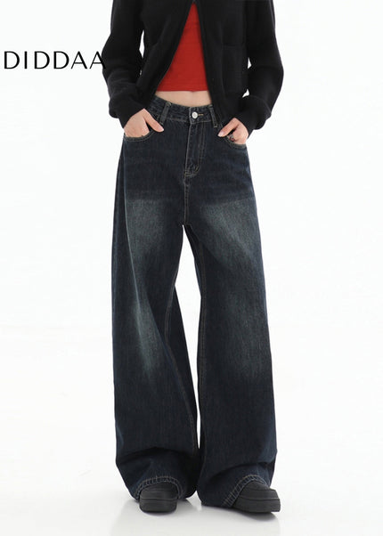 Dark Blue Vintage High Waist Wide Leg Jeans - Women’s Jeans