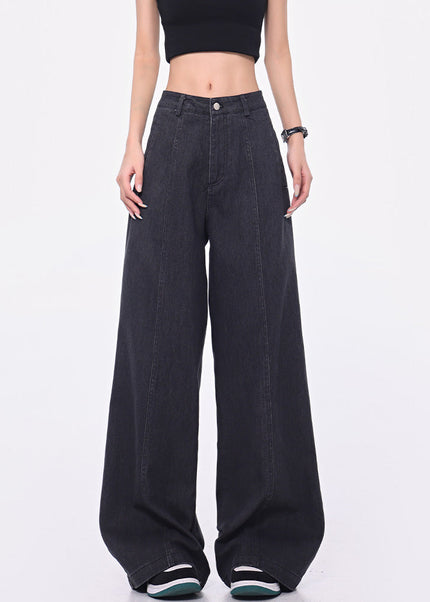 Dark Grey Vintage Wide-Leg Jeans Women’s High Waist Pants - Women’s Jeans