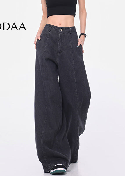 Dark Grey Vintage Wide-Leg Jeans Women’s High Waist Pants - S / Dark Grey - Women’s Jeans