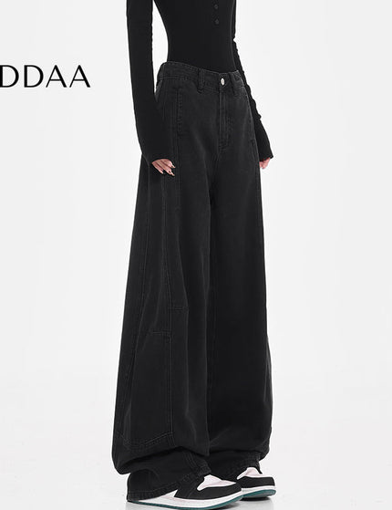 Dark Loose Fit Wide-leg Sickle Jeans for Tall Women - S / Black - Women’s Jeans