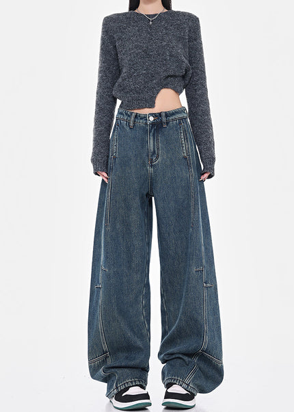 Dark Loose Fit Wide-leg Sickle Jeans for Tall Women - Women’s Jeans