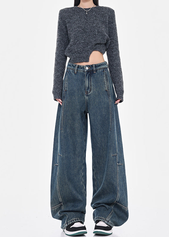 Dark Loose Fit Wide-leg Sickle Jeans for Tall Women - Women’s Jeans