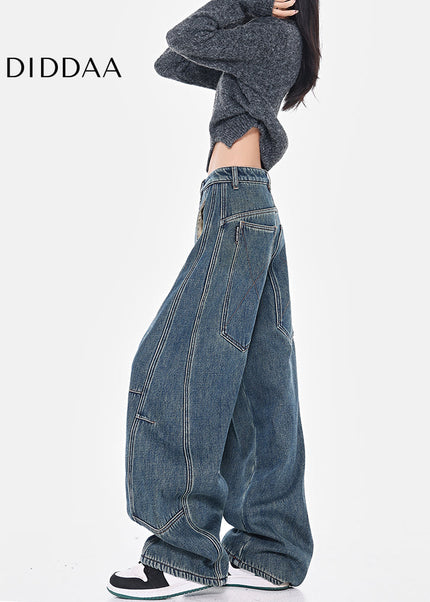 Dark Loose Fit Wide-leg Sickle Jeans for Tall Women - Women’s Jeans