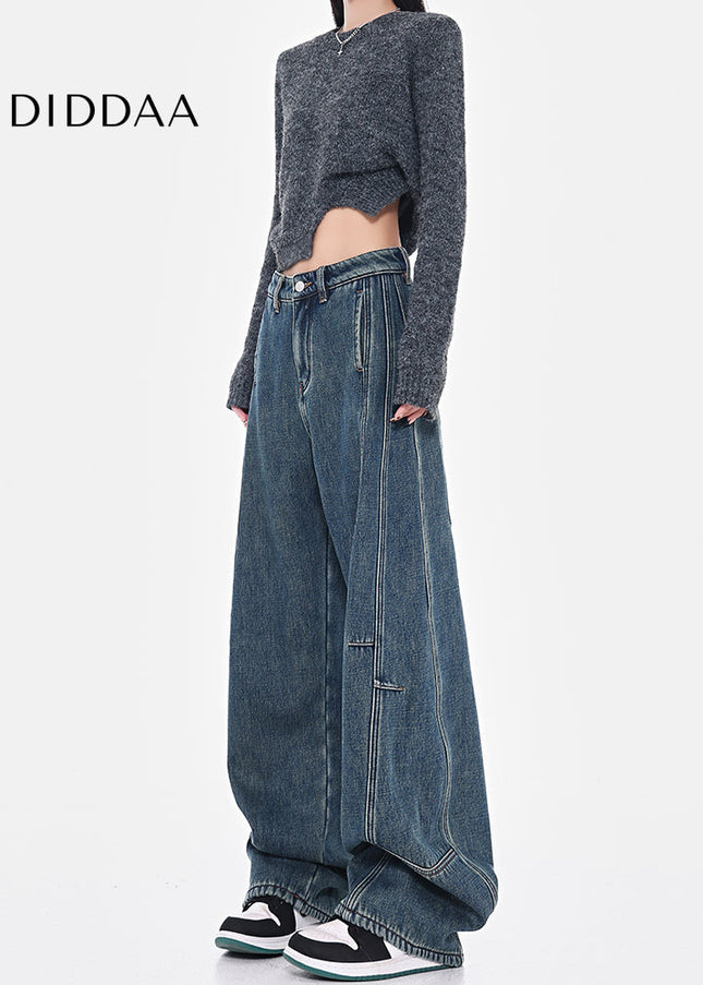 Dark Loose Fit Wide-leg Sickle Jeans for Tall Women - Women’s Jeans