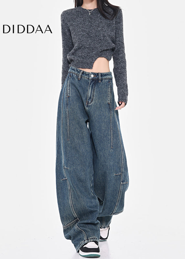 Dark Loose Fit Wide-leg Sickle Jeans for Tall Women - Women’s Jeans