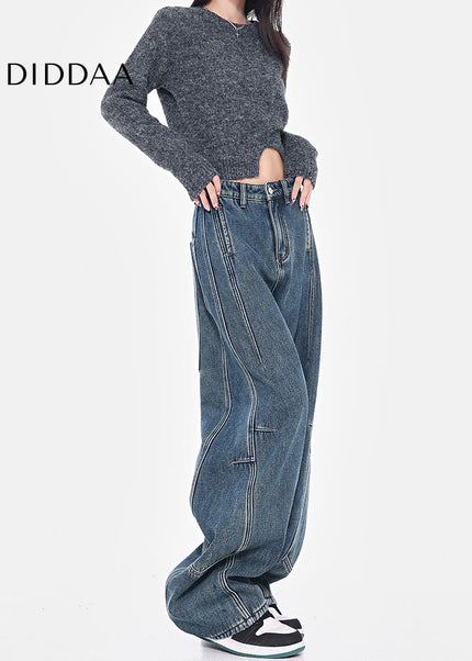 Dark Loose Fit Wide-leg Sickle Jeans for Tall Women - Women’s Jeans