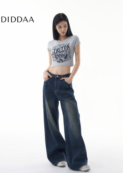 Dark Loose Fit Wide Leg Straight Jeans for Women - Women’s Jeans