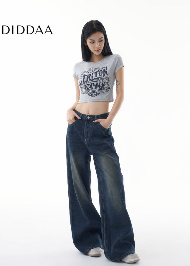 Dark Loose Fit Wide Leg Straight Jeans for Women - Women’s Jeans