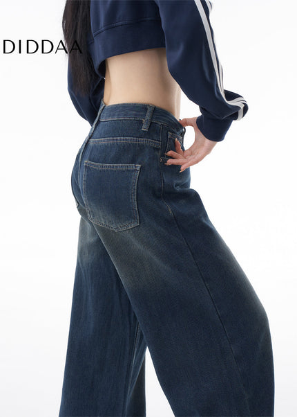 Dark Loose Fit Wide Leg Straight Jeans for Women - Women’s Jeans