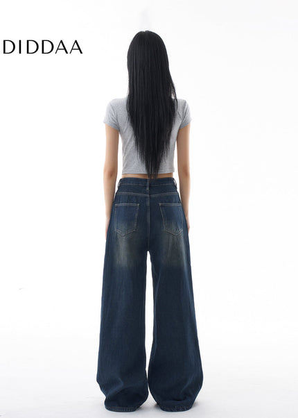 Dark Loose Fit Wide Leg Straight Jeans for Women - Women’s Jeans