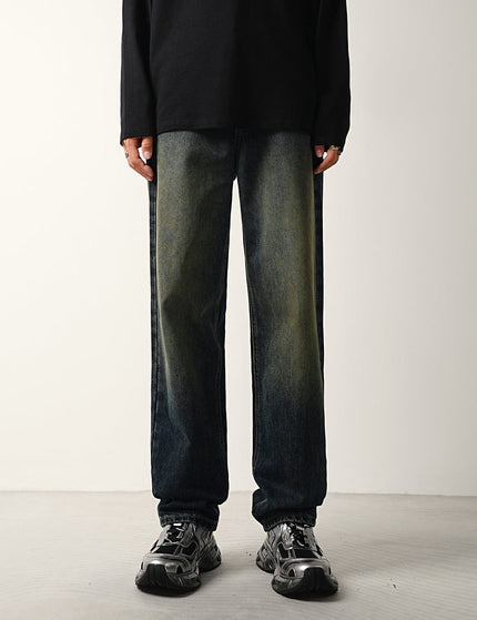 Dark Vintage Blue Distressed Loose Straight Jeans - 28 / Black - Men’s Jeans
