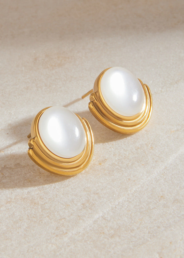 Jieding cross-border opal, titanium steel stud earrings, women's light luxury, high-end earrings, niche design earrings, stainless steel jewelry