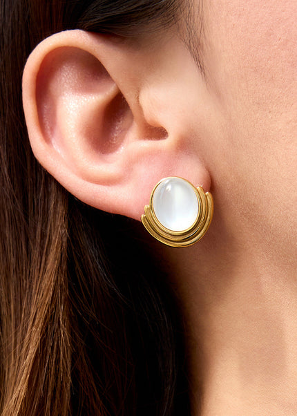 Jieding cross-border opal, titanium steel stud earrings, women's light luxury, high-end earrings, niche design earrings, stainless steel jewelry