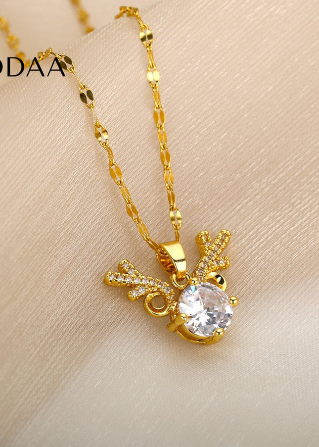 Debut Pendant Necklace | Gold Zirconia Stone Chain - Gold - Necklaces