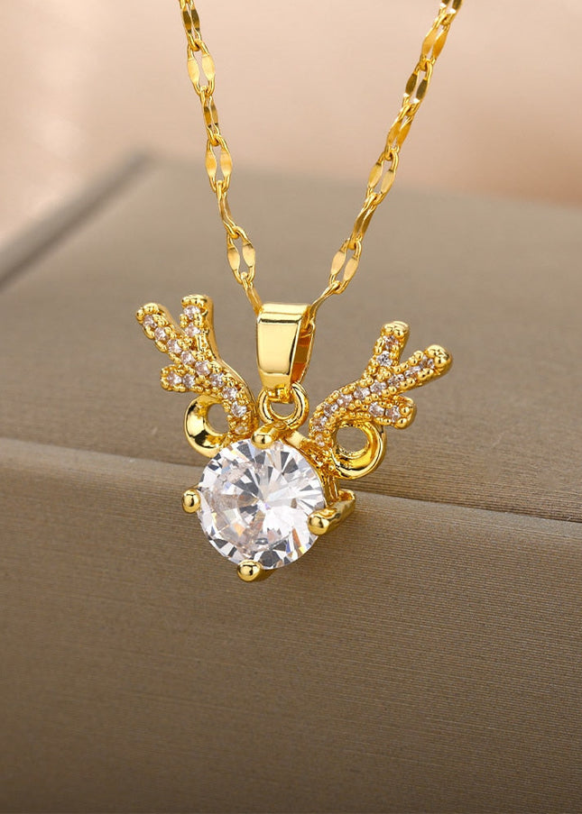 Debut Pendant Necklace | Gold Zirconia Stone Chain - Gold - Necklaces