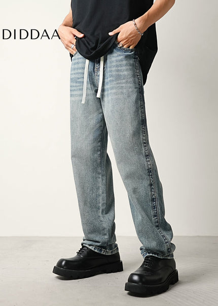 Denim Blue Elasticated Waist Drawstring Jeans - Men’s Jeans