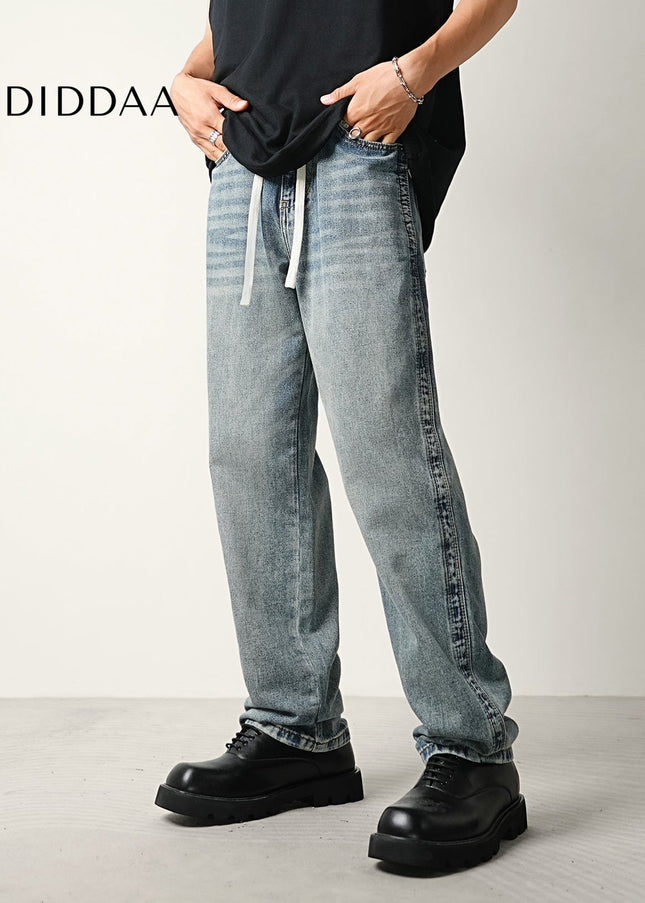 Denim Blue Elasticated Waist Drawstring Jeans - Men’s Jeans