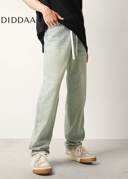 Denim Blue Elasticated Waist Drawstring Jeans - Men’s Jeans