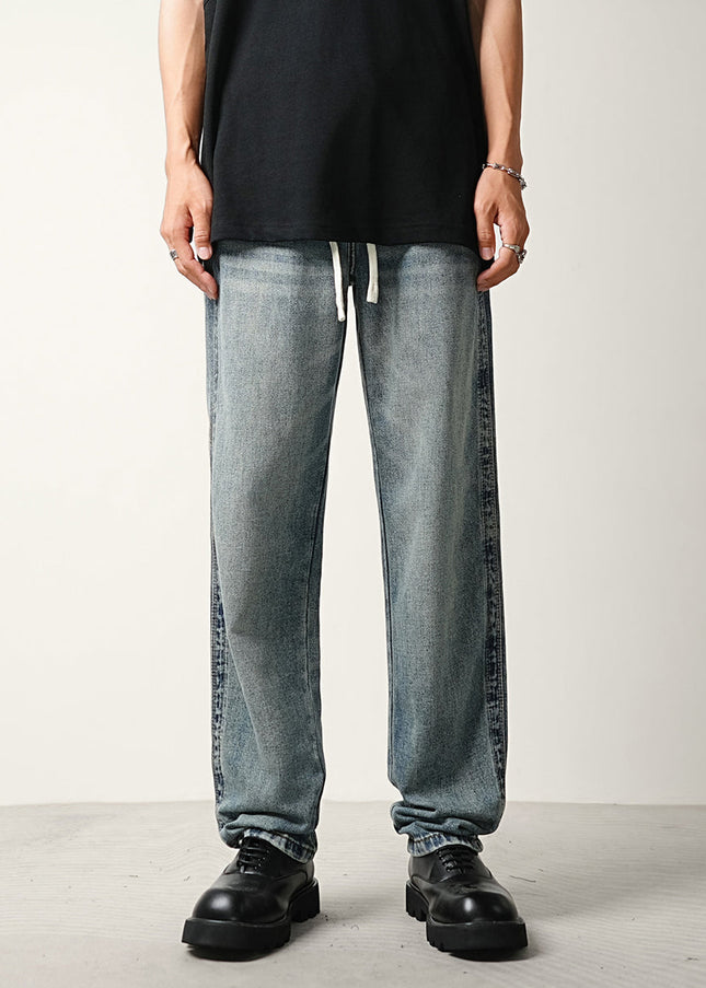 Denim Blue Elasticated Waist Drawstring Jeans - Men’s Jeans