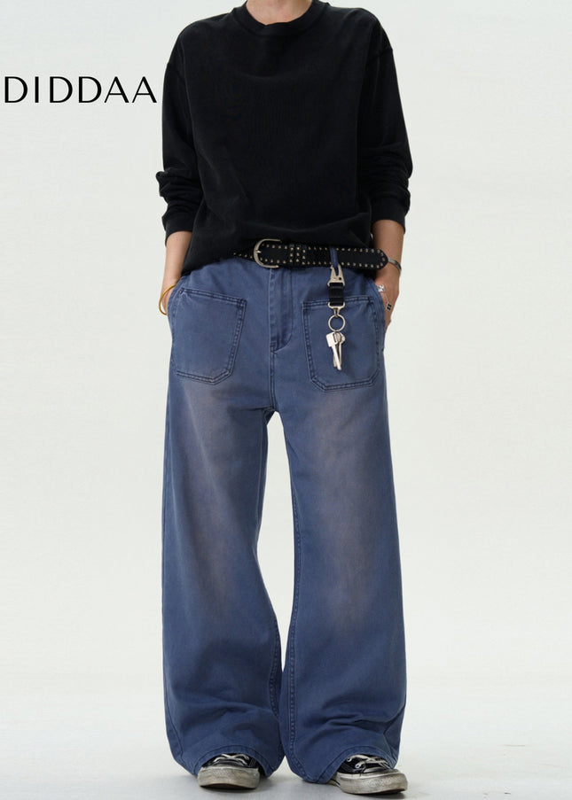 Denim Distressed Casual Straight Wash Jeans - Men’s Jeans